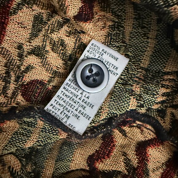 Tanjay Blazer Brocade Multicolor Jacket Geometric Pattern Long Sleeves Size L - Picture 6 of 12